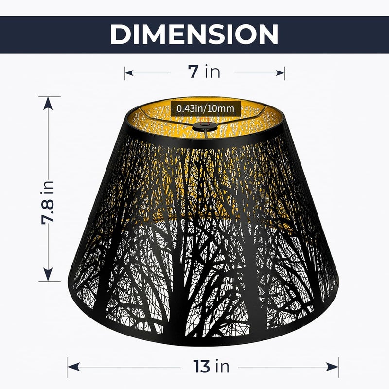 ALUCSET Medium Lamp Shade, Barrel Metal Lampshade with Pattern of Trees Lampshade for Table Lamp, 7x13x7.8 inch, Metal Lampshades, Spider - Image 4
